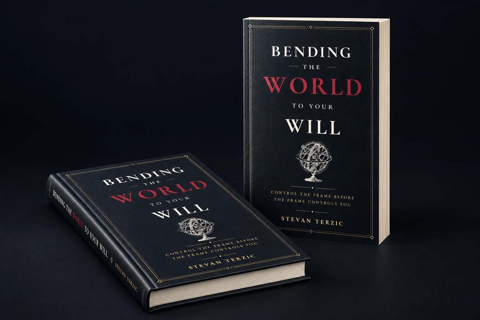 An upright paperback beside a hardcover lying flat