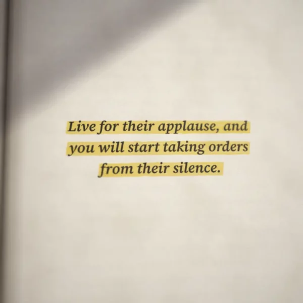 Book quote: Live for their applause, and you will start taking orders from their silence.
